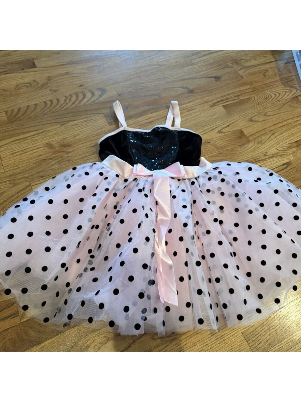 REVOLUTION GIRLS BLACK PINK POLKA DOT COMPETITION DANCE COSTUME XXL CHILD TAP MU